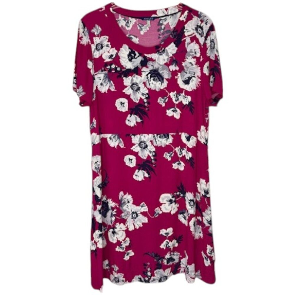 Joules Krista Floral Popover Shift Dress - Deep Pink (Dark Posy) - 10